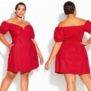 City Chic Sweet Paradise Dress - Cherry - 22W